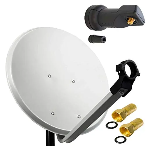 Premium X 45cm Satellitenschüssel Stahl Hellgrau - LNBs – Hochwertige 45 cm Satelliten-Antenne mit Pulverbeschichtung für optimalen Wetterschutz und hervorragenden Empfang bei jedem Wetter. Ideal für 1 Teilnehmer mit Unterstützung aller gängigen Formate bis zu 4K Ultra HD.