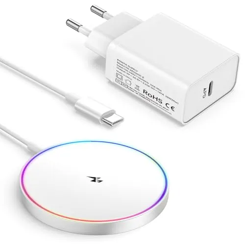 15W Mag-Safe Ladegerät, Wireless Charger iPhone mit 20W USB C Ladegerät für Apple iPhone 17/16/15 Pro Max/15 Plus/15/14/14/13/12/11,AirPods, Induktive ladestation iPhone Kabelloses Ladegerät Ladepade