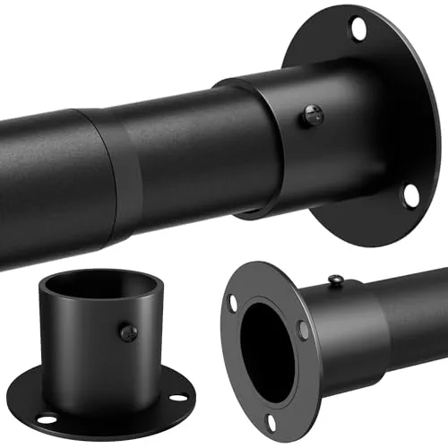 Kleiderstange Ausziehbar Garderobenstange Wandmontage Schwarz Kleiderstange für Schrank, Garderoben und Wohnmobile, 45-68 CM/Durchmesser 25 mm