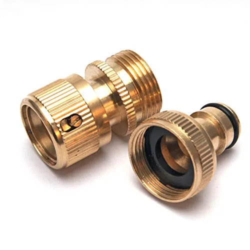 2-teilige Gartenschlauchanschlüsse aus massivem Messing, 3/4-Zoll-Schnellanschlussadapter für Buchsen und Stecker, Schlauchanschlüsse für Autowaschpistolen und Gartenbewässerungssysteme