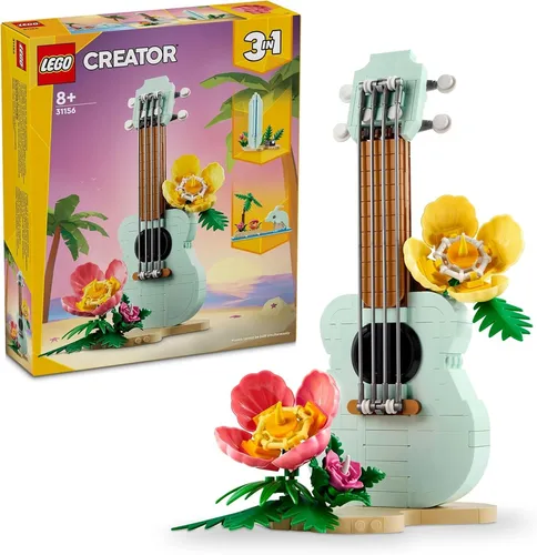 LEGO 3 in 1 Creator - 31156 - Tropische Ukulele - LEGO Set für kreative Bauprojekte, 3 Modelle in einem Set, ideal für Kinder ab 8 Jahren und Musikliebhaber.