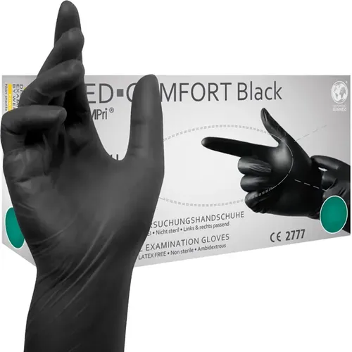 Vitrilhandschuhe Ampri Einmalhandschuhe aus Vitril black L Gr. 9, puderfrei, unsterile Vitrilhandschuhe, 100 Stück/Box 01252-L