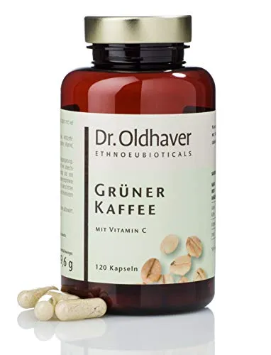 Dr. Oldhaver Grüner Kaffee Kapseln (120 Stück) Hochwertiger Grüner Kaffee Extrakt mit Vitamin C für Energiestoffwechsel, Premiumqualität aus Deutscher Herstellung. vegan