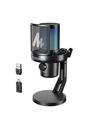 Maono DM40 Pro Mikrofon (schwarz) mit RGB-Beleuchtung - Mikrofon mit professioneller Audioqualität und anpassbarer RGB-Beleuchtung, perfekt für Streaming und Podcasts.