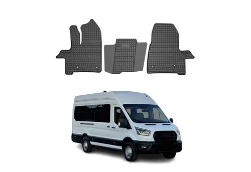 OMAC Auto-Fußmatten für Ford Transit Van 2019-2025 Gummimatten Schwarz (3 St), für Ford Transit Van 2019-2025 Ford Transit Van 2019-2025, Antirutsch,Wasserfest,Einfache Installation