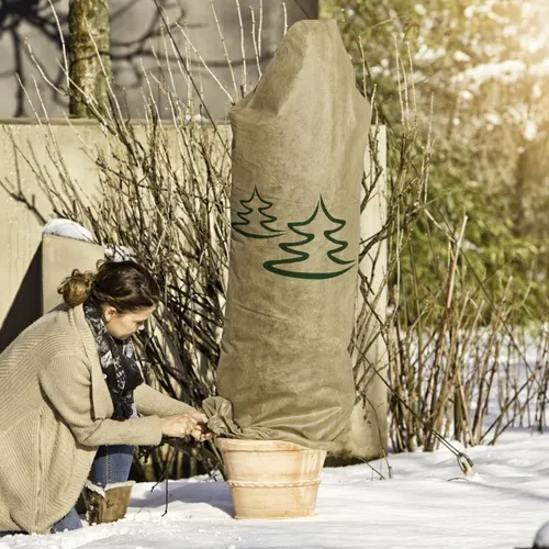 Windhager Deko-Haube Protect XXL 1,4 x 2 m, beige mit Tannenmotiv