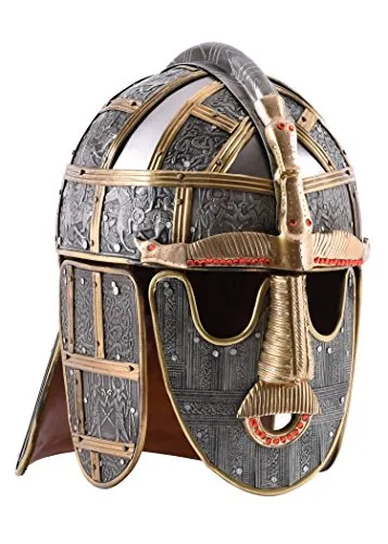 Battle-Merchant Sutton Hoo Helm - Wikingerhelm aus dem 8. Jahrhundert - Kostüm-Helme für Erwachsene, authentischer Wikingerhelm für historische Nachstellungen und Rollenspiele.