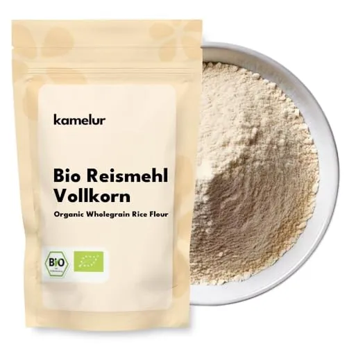 Kamelur Bio Reismehl (2,5kg) perfekt für Instant Rice Pudding - Vollkorn Bio Reis Mehl als Grundlage für Reispudding