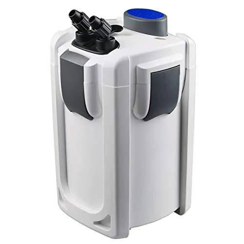 SunSun HW-702B Aquariumaußenfilter 1000 L/h mit UVC - Aquarienfilter für bis zu 400 l, 3-Stufen-Filtration und integrierte 9 W UVC-Lampe für kristallklares Wasser und optimale Reinigung.