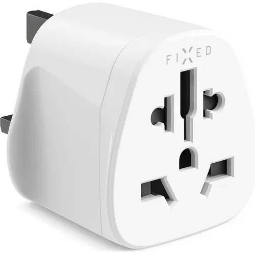 FIXED UK Adapter für den Anschluss von UK US AUS Ladegeräten an UK Steckdosen weiß