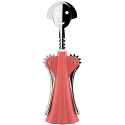 Alessi AM01 P Korkenzieher - Eleganter Korkenzieher in Rosa - Korkenzieher aus thermoplastischem Harz und verchromtem Zamak, leicht und widerstandsfähig. Entworfen von Alessandro Mendini, bringt er Stil und Funktionalität in jede Flasche.