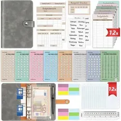Budget Planner Deutsch mit 8 Sparchallenges A6 Haushaltsbuch - Praktisches Haushaltsbuch für effiziente Geldverwaltung. Mit wasserdichten Binder Taschen und Magnetverschluss für einfache Organisation von Finanzen. Ideal für Geschenke und zur Verbesserung der Ausgabengewohnheiten.