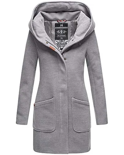 Produktbild MARIKOO Damen Winterjacke Mantel Business Trenchcoat (XL, Hell Grau)