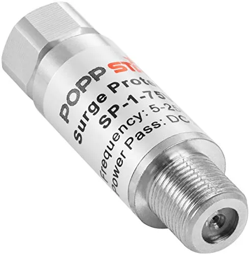 POPPSTAR 1x Überspannungsschutz Sat Antenne (Schutzadapter F-Stecker auf F-Buchse), Blitzschutz für Koaxialkabel und Satelliten-Anlagen (Antennen, Coax, Kabel TV, DVB-S, DVB-T, LNB)