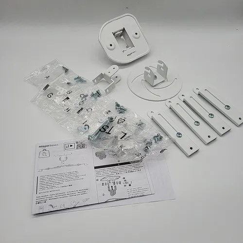 Amazon Basics Neigbare Projektor-Halterung für die Decke/Wand - 15 kg Traglast - Halterung für Projektoren, 360° drehbar und um +15° neigbar für optimale Blickwinkel. Robustes Aluminiumstahl-Design, einfache Montage mit Kabelführungssystem.