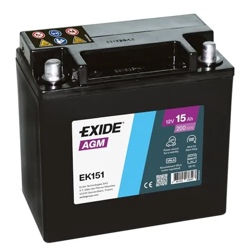 Exide EK151 Start-Stop Auxiliary AGM Stütz- und Backup-Batterie 12V 15Ah 200A