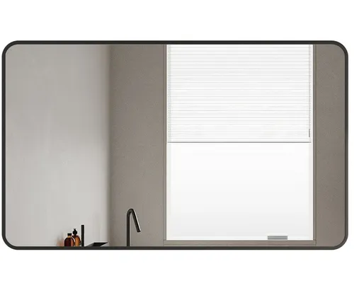 Boromal Dekospiegel Schwarz 100x60 cm – Rechteckiger Wandspiegel mit Aluminiumrahmen - Eleganter Boromal Wandspiegel in Schwarz (100x60 cm) mit robustem Aluminiumrahmen. Ideal für Flur, Bad und Wohnzimmer, bietet er eine hohe Klarheit und ist bruchsicher. Perfekte Ergänzung für moderne Wohnräume!