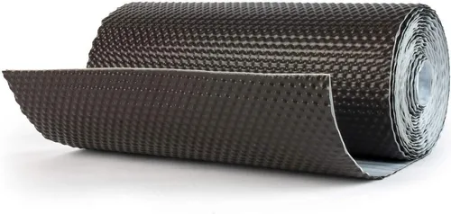 DQ-PP WANDANSCHLUSSBAND 5m Dunkelbraun RAL 8019 - Isolierband aus hochwertigem Aluminium und Butyl, selbstklebend mit 3D Struktur für optimale Anpassung an Dachübergänge, beständig gegen Witterungseinflüsse.