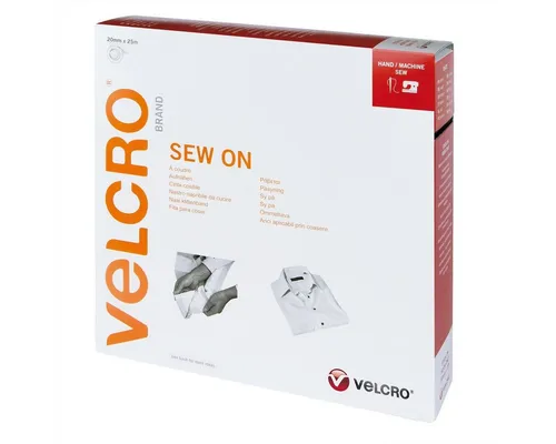 VELCRO Stoffband zum Aufnähen, 20 mm x 25 m - Gewebebänder – Hochwertiges, selbstklebendes Haken- und Schleifenband, perfekt für Bastelarbeiten und Kleidungsreparaturen, maschinenwaschbar und wiederverwendbar.