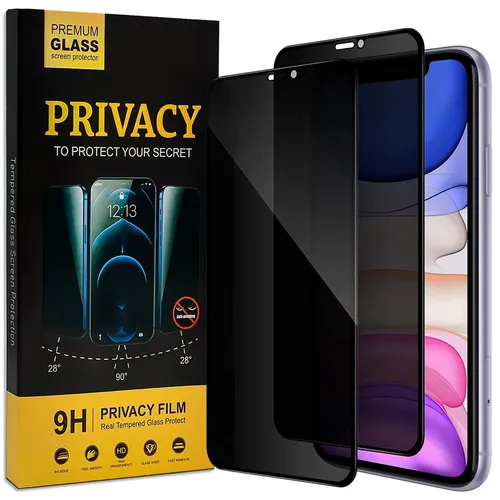 2x Anti Spy Sicht Schutz Folie für iPhone 11 Display Blickschutz Privacy Glas