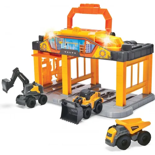 Dickie 203725010 - Micro Construction Station - Parkhäuser & Tankstellen, detailgetreues Fertigmodell aus hochwertigem Kunststoff für kreatives Spielen und spannende Baustellen-Abenteuer.