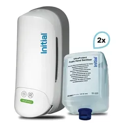 SET: Desinfektionsschaumspender Signature KOMPAKT MANUELL + 2 x UltraProtect Schaum - Kompakter Desinfektionsschaumspender für bis zu 600 Anwendungen, mit antibakteriellem Gehäuse und tropffreier Nutzung. Ideal für kleine Waschräume – wirtschaftlich und innovativ im Design!