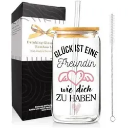 Trinkbecher 500ml Borosilikatglas mit Deckel für Freundinnen - Stylischer Trinkbecher aus 500ml Borosilikatglas mit Deckel – ideal für warme und kalte Getränke. Perfekt als Geschenk für Freundinnen, die Nachhaltigkeit schätzen. Spülmaschinenfest und hitzebeständig bis 170°C.