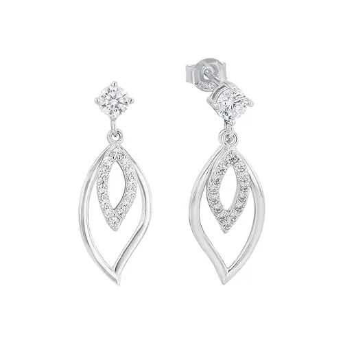 Amor Ohrhänger 925 Sterling Silber mit Zirkonia - Ohrringe für Damen, aus 925er Sterling Silber mit funkelnden Zirkonia, rhodiniert für besonderen Glanz und Hautverträglichkeit, perfekt verpackt in einer Schmuck Geschenk Box.