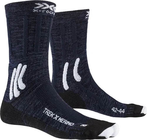 X-Socks Trek X Merino Socken - Midnight Blue/Arctic White (42-44) - Laufsocken für Trekking und Wandern mit Suppronation XX-Cross Bandagen für maximale Stabilität. Ideal für kühle Tage und anspruchsvolle Touren in festen Schuhen.