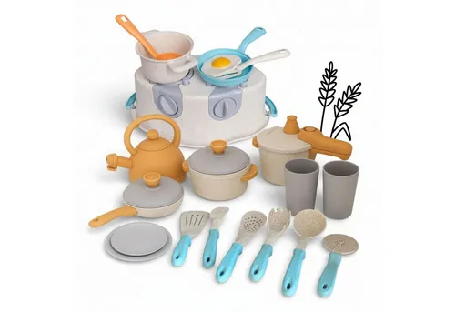 alldoro Spiel-Kochgeschirr Großes Kochset mit Herd & Geschirr für die Kinderküche, 22-teilig, (22-tlg), Küchenspielzeug-Set für Kinder ab 3, mit Töpfen, Pfannen & Geschirr