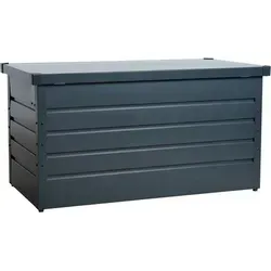 Metall Auflagenbox Anthrazit - Gartentruhe für stilvolle Aufbewahrung - Kategorie: Auflagenboxen, abschließbare und UV-geschützte Kissenbox mit 350 L Volumen, ideal für Gartenmöbel und Polster.