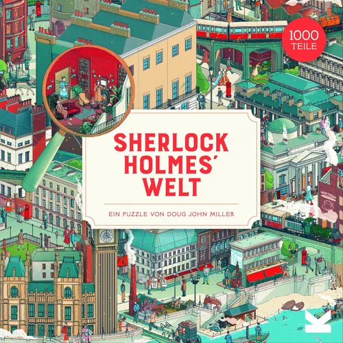 Laurence King Verlag - Sherlock Holmes Welt Puzzle - 1000 Teile Puzzle über Sherlocks London, inklusive A2 Poster zur Identifikation von 50 Charakteren und Orten – ideal für Krimi-Fans!