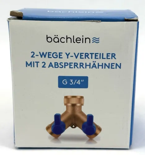 Bächlein Y-Verteiler 2 Wege Verteiler Wasseranschluss m. Absperrhähne G 3/4