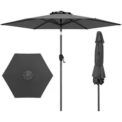 COSTWAY Sonnenschirm 230cm mit Kurbel & Kippmechanismus, anthrazit - Dieser robuste Terrassenschirm bietet mit seinem belüfteten Dach und der praktischen Kurbel mühelosen Sonnenschutz. Ideal für Garten und Terrasse, sorgt er für angenehme Temperaturen im Außenbereich.