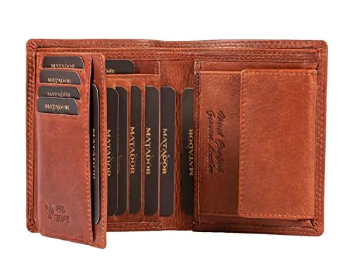 MATADOR Herren Portemonnaie Leder #VIGO mit RFID Schutz - Elegante Herren-Geldbörse aus handgefertigtem Echtleder mit RFID-Schutz, ideal organisiert mit 8 Kartenfächern und einer edlen Geschenkbox.