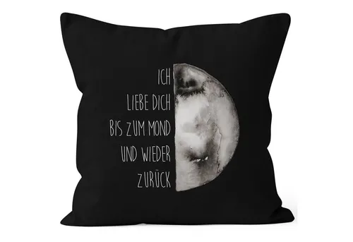 MoonWorks Dekokissen Kissenbezug Geschenk Ich liebe dich bis zum Mond und wieder zurück Liebe Spruch Love Quote MoonWorks® 40x40 Baumwolle