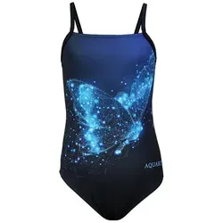 Aquarti Badeanzug Aquarti Mädchen Badeanzug mit Spaghettiträgern Streifen blau|schwarz 170