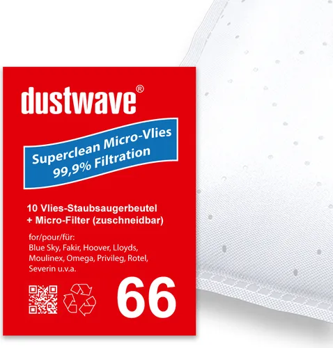 Sparpack - 10 Staubsaugerbeutel passend für Hoover - H 69 / H69 Bodenstaubsauger von dustwave® Markenstaubbeutel – Germany + inkl. Microfilter