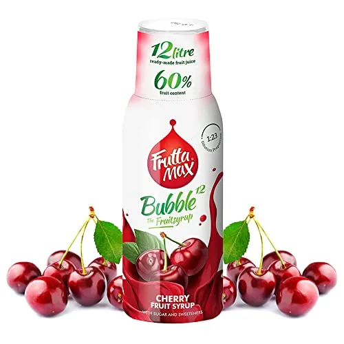 FruttaMax Kirsche Getränkesirup Frucht-sirup Konzentrat | weniger Zucker | mit 60% Fruchtanteil | für Soda Maschine geeignet 500ml
