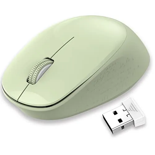 LeadsaiL Maus Kabellos, 2.4G Wireless Maus Leise mit USB Empfänger, 1600 DPI Optical Tracking, 3 Tasten Mäuse, Für Links- und Rechtshänder, Kompatibel mit PC, Mac, Laptop, Windows - Grün