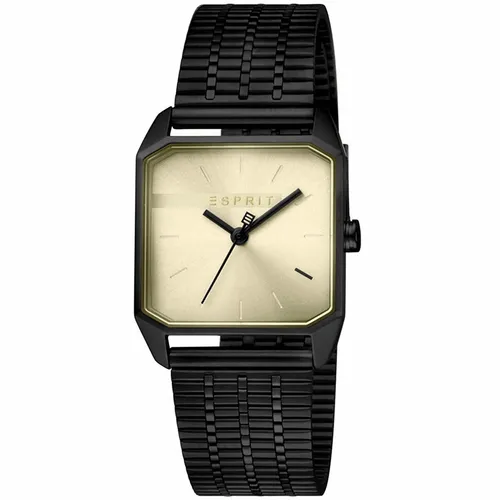 Esprit Damenarmbanduhr ES1L071M0045 (Ø 29 mm) - Elegante Armbanduhr für Damen mit einem edlen schwarzen Edelstahlarmband und goldfarbenem Ziffernblatt, ideal für stilbewusste Frauen.