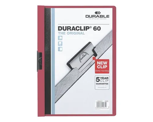 DURABLE Hefter Duraclip 60, mit Klemmfunktion, Format DIN A4, bis 60 Blatt