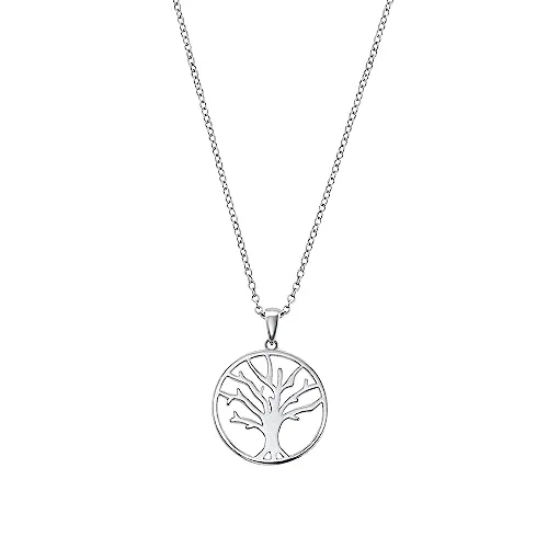 s.Oliver Kette mit Lebensbaum Anhänger aus 925 Sterling Silber - Ketten für Damen, verstellbare 50+5 cm Halskette aus 925 Sterling Silber mit Lebensbaum-Anhänger, ideal als Geschenk in edler Schmuck Geschenk Box.
