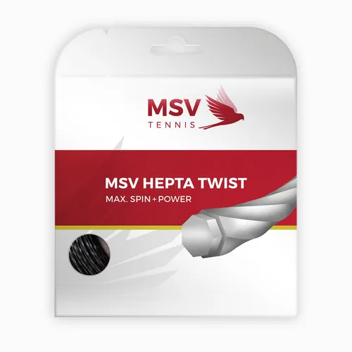MSV Tennissaite Hepta Twist (Haltbarkeit+Spin) anthrazit 12m Set, Saitendicke: 1.25