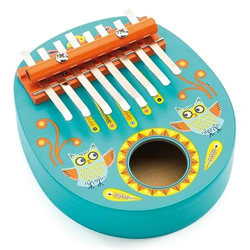 Djeco Animambo Kalimba – Sicheres Musikinstrument für Kinder, niedliches pädagogisches Kleinkind-Musikspielzeug für Motorik, Kreativität, Fantasie und Rythym – Spielzeug für Mädchen und Jungen ab 3