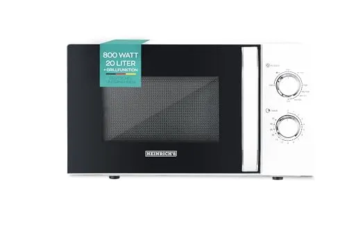 HEINRICHS Mikrowelle HMW 8846 - Kompakte Mikrowelle mit 20L Volumen, 800W Leistung und Grillfunktion – ideal für schnelles und gleichmäßiges Erwärmen von Gerichten.