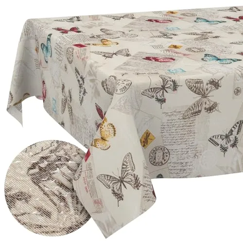 Tischdecke aus Stoff Textil abwaschbar Tischwäsche Tischtuch Baumwolle Polyester Butterflies 100x140cm In-/Outdoor Tischdecke