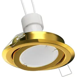 ledscom.de Deckeneinbaurahmen FABI, rund, schwenkbar, gold glänzend (GU10/MR16/GU5,3/50mm), PAR16, warmweiß, 6,826W, 630lm, 103°, matt