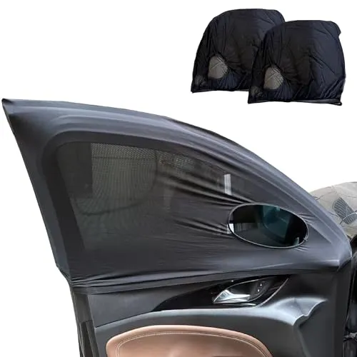 Auto-Sonnenschutz für Kinder 2 Stück, Universal Sonnenblende Auto Netz, Dehnbar & Atmungsaktiv Fenster für Schatten All-Round Schutz für Passend die meisten Fahrzeuge