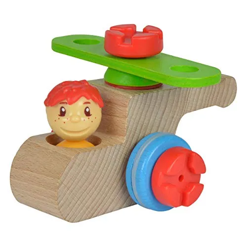 Eichhorn 100039103 - Constructor Maxi Hubschrauber, 9-TLG., Holz-Konstruktions-Set, extra große Bauteile, FSC 100% Zertifiziertes Buchenholz, Made in Germany